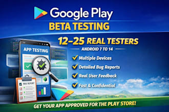 provide closed testing 12 testers 20 testers mobile app testing 12 testers