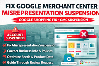 fix google merchant center suspension and misrepresentation issues shopping fix