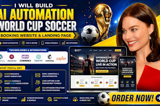 build ai automation world cup soccer booking website landing page football sport