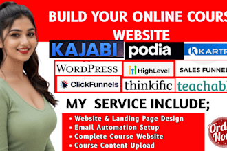 design kajabi online course website podia teachable kartra thinkific clickfunnel