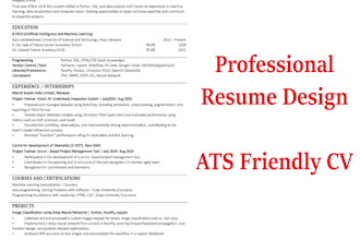 create a professional ats friendly resume and CV