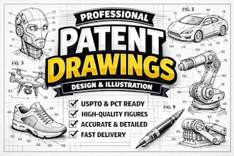 create uspto compliant patent drawings for utility and design application