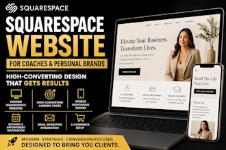 create squarespace website for online coaches with webinar and course setup