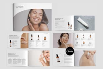 design marketing product catalog, clinic trifold brochure for beauty skincare