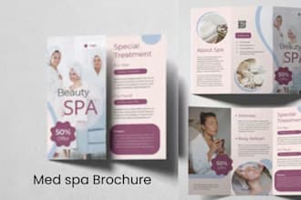 design clinic medspa trifold brochure, beauty skincare cosmetic product catalog