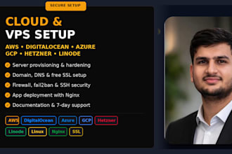 configure your cloud server or vps on AWS, digitalocean, azure, and hetzner