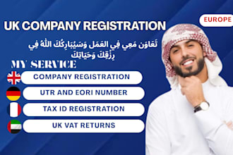setup UK ltd company registration, UK business address vat, utr eori ct600, hmrc
