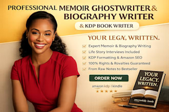 be your professional memoir ghostwriter, biography writer, and KDP book writer