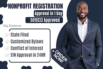 register 501c3 nonprofit organization and file irs form 1023 or 1023ez