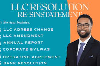 draft llc operating agreement, amendment, resolution, or reinstate llc