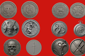 sculpt printable 3d coin, bas relief or medallion cnc model for 3d printing