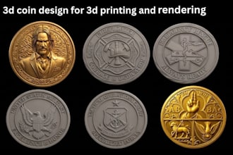 sculpt printable 3d coin, bas relief or medallion cnc model for 3d printing