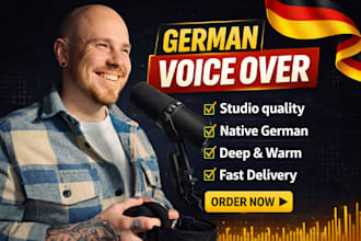 record a professional german male voice over for your project