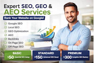 expert seo GEO, aeo specialist for google ranking  local  services