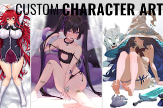draw dakimakura body pillow, fantasy rpg character, anime, anthro character art