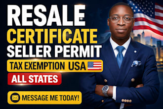 get your resale certificate, seller permit, sales tax exemption in all US states