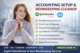 do accounting setup and clean up bookkeeping using quickbooks online and xero
