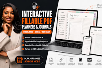 design interactive fillable pdf digital journal hyperlinked planner calendar kdp