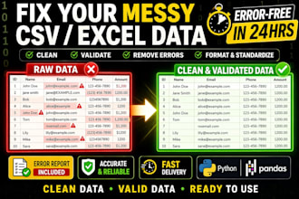 fix CSV and excel errors and clean your data professionally
