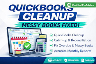 do quickbooks online bookkeeping, setup, cleanup and reconciliation