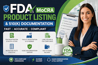 fda mocra product listing in 24hrs and 510k documentation