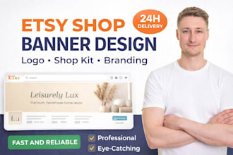 design professional etsy shop banner, etsy logo, shop kit and shopify banner