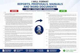 format reports, proposals, manuals and word documents