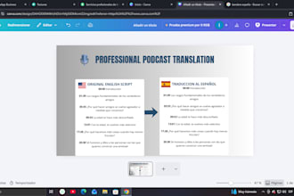 translation of audio scripts with a narrative focus