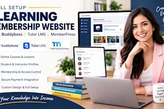 setup elearning membership website using buddyboss tutor lms or memberpress