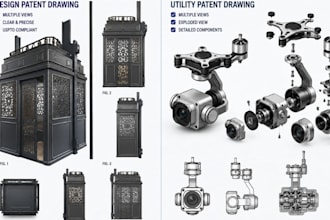 create patent drawing and illustration for design and utility patent