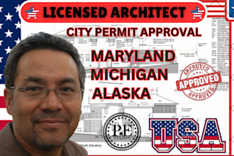 city permit approval as a licensed architect in maryland, michigan, alaska USA