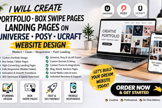 create portfolio box swipe pages landing onuniverse posy ucraft website design