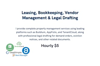 provide property management services leasing, bookkeeping and legal drafting