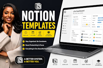 notion adhd life template calendar habit tracker student notion dashboard
