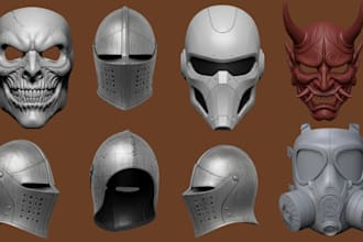 sculpt 3d mask 3d helmet cosplay amor model halloween mask for 3d printing
