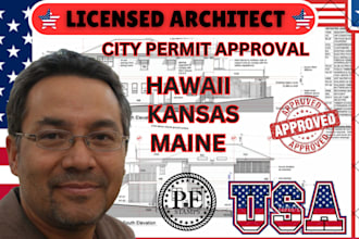 city permit approval as a licensed architect in hawaii, kansas, maine USA