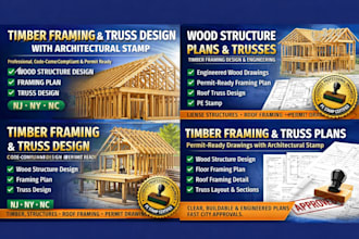 design timber or wood structure, framing and trusses plan