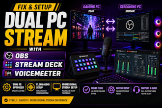 fix and setup dual PC stream with obs, stream deck and voicemeeter