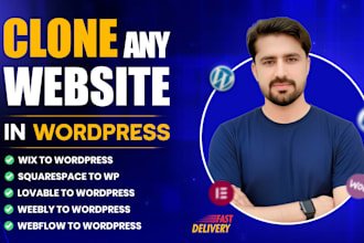 convert, clone or migrate wix, squarespace, or webflow to wordpress elementor