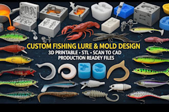 design and model bait mold fishing lure design 3d printed mold scanning to cad