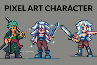 create pixel art character, 8 bit, 16 bit and pixel art animation