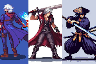 design custom pixel art character, 8 bit, 16 bit and pixel art animation
