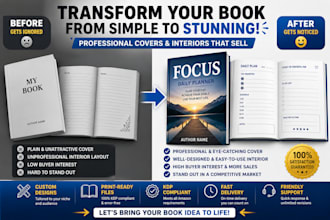 create and design a custom KDP book cover, interior print ready PDF