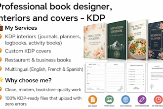 design a custom book interior and cover for KDP