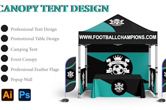 do design tent, table cover, flag and canopy tent