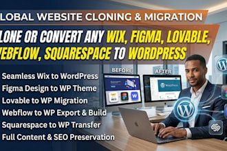 convert clone wix, figma, lovable, webflow, squarespace to wordpress website