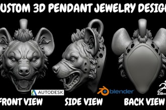 make 3d cad jewelry design, custom animal pendant, 3d jewelry render, stl file