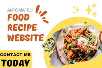design automated food recipe website, cooking website, food blog website