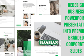 redesign business powerpoint presentation into premium branded corporate slides
