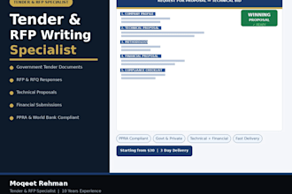 prepare a winning tender, rfp, rfq and bid proposal document